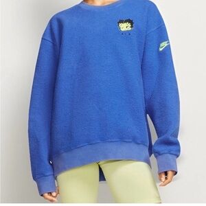 Nike Air Betty Boop Olivia Kim Sweatshirt Blue Fleece Inside Out Size Medium